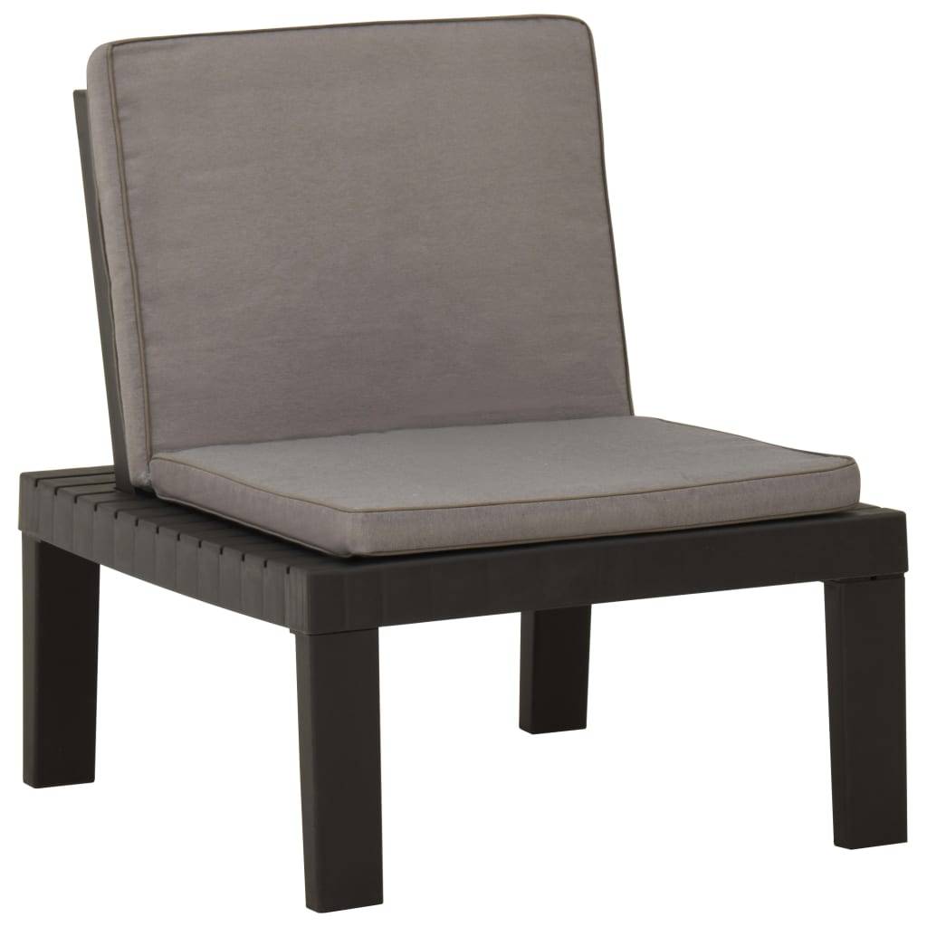 Fauteuil Bas de Salon de Jardin en Plastique avec Coussins pour Terrasse Modulable Gris – ComfortXL Outdoor Living - Image 1