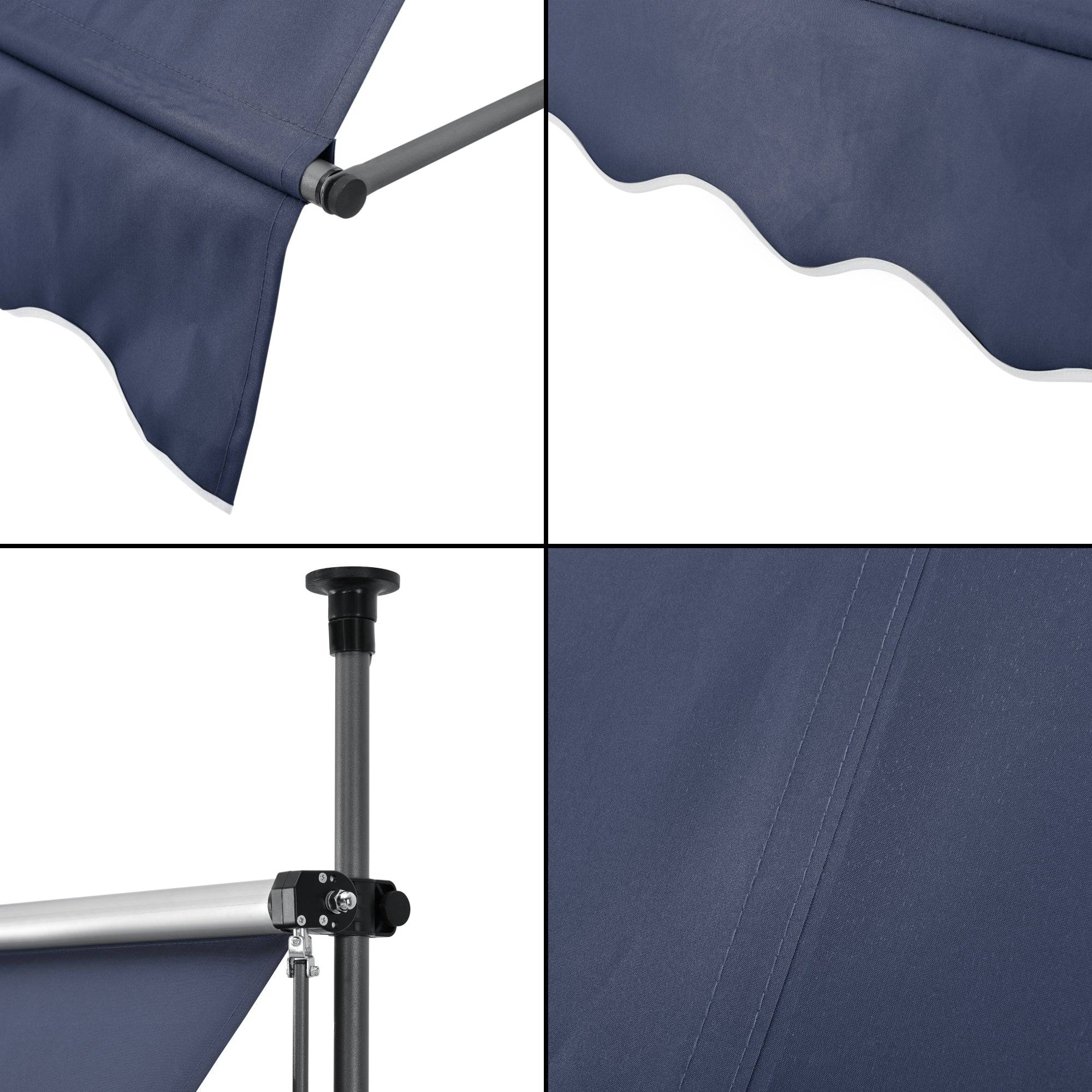 Helloshop26 - Store banne téléscopique acier polyester 250 x 120 x 200-300 cm bleu foncé - Imagen 5