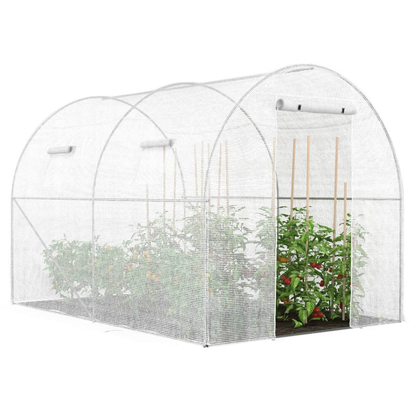 IDMARKET - Bâche de rechange pour serre de jardin tunnel 6m² 3 x 2 x 2 m anti-UV avec porte et fenêtres ROMA blanche - Image 3