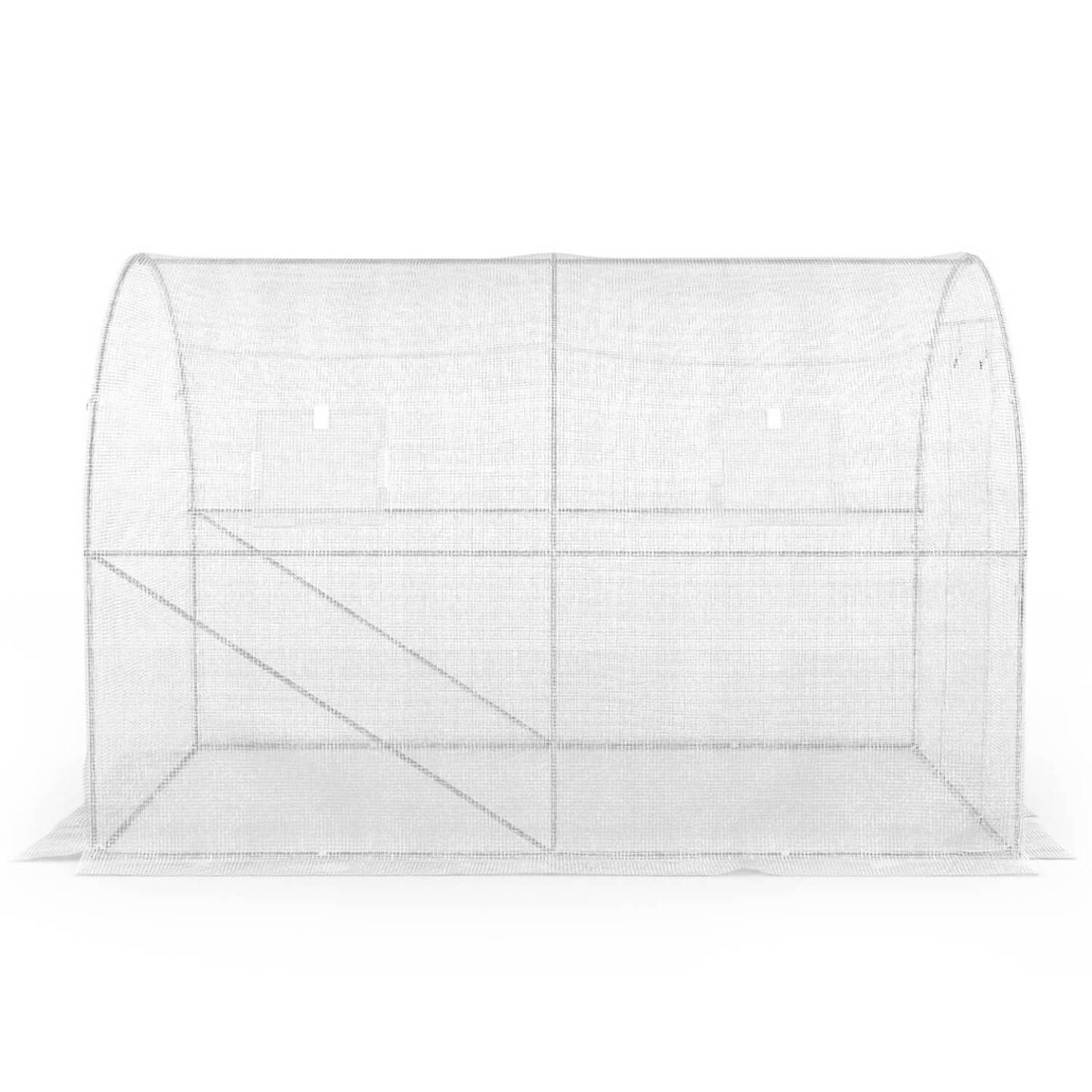 IDMARKET - Bâche de rechange pour serre de jardin tunnel 6m² 3 x 2 x 2 m anti-UV avec porte et fenêtres ROMA blanche - Image 5