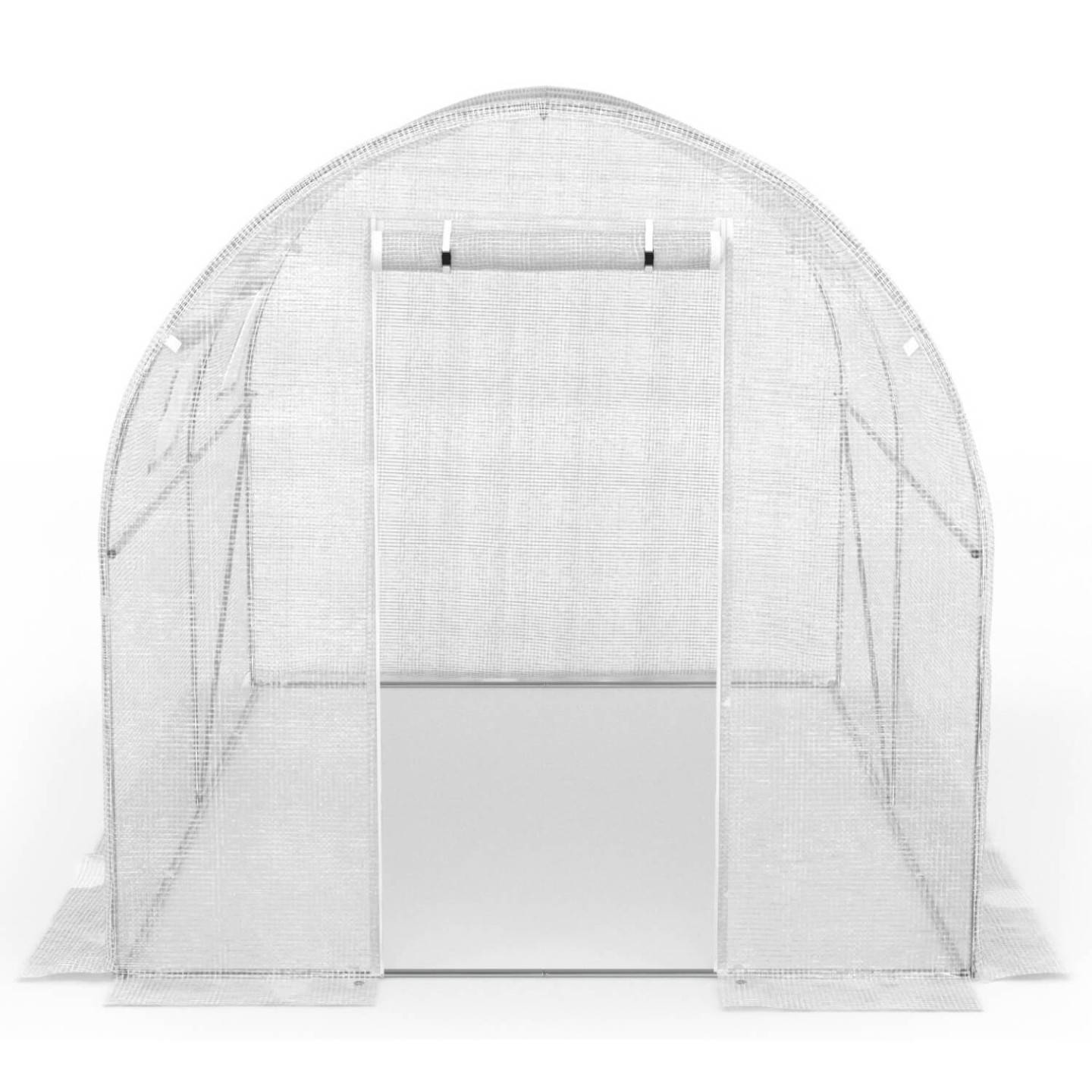 IDMARKET - Bâche de rechange pour serre de jardin tunnel 6m² 3 x 2 x 2 m anti-UV avec porte et fenêtres ROMA blanche - Image 4