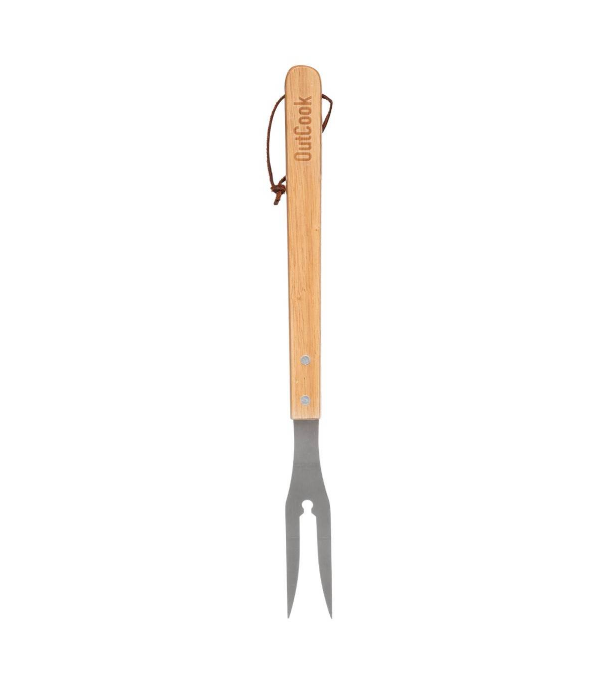 Set de 3 ustensiles pour Barbecue en Inox et Manche en Bois - Image 4