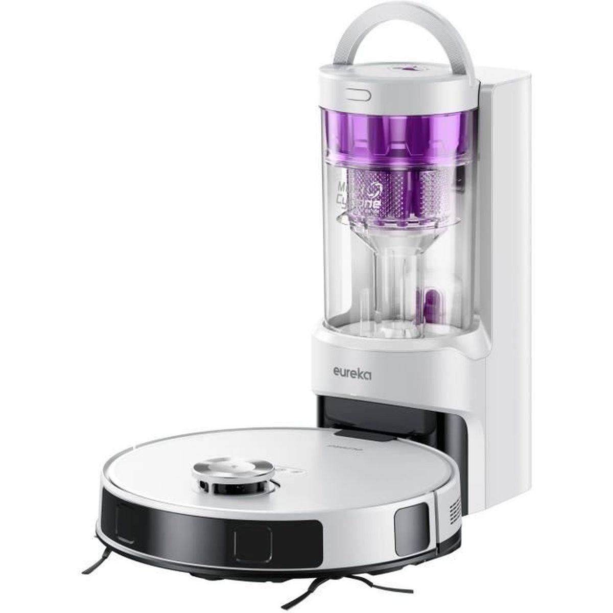 Robot aspirateur laveur E20 Plus, station d’auto-vidage, aspiration 8000 Pa, 300 m² - Eureka
