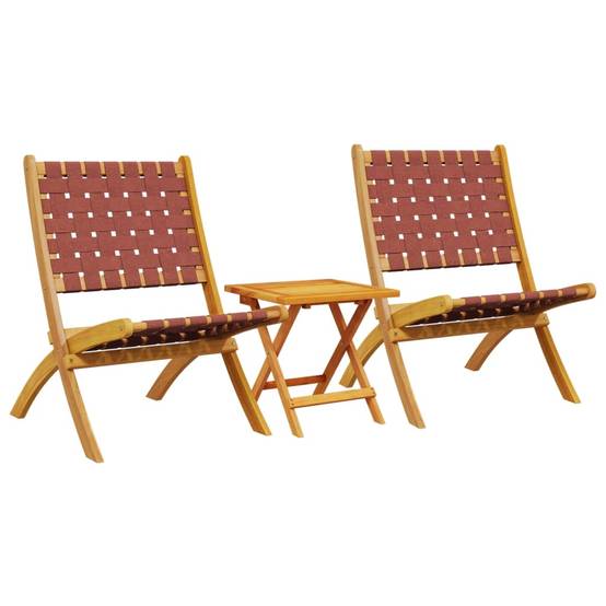 Chaises pliables de jardin et table rouge en bois massif 55 x 73 x 79 cm - PANGIVO - Image 2