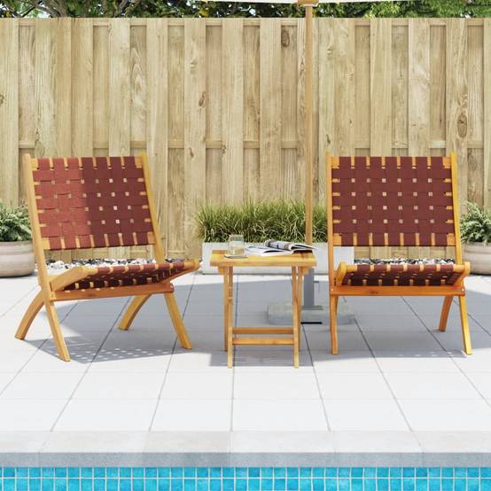 Chaises pliables de jardin et table rouge en bois massif 55 x 73 x 79 cm - PANGIVO - Image 1