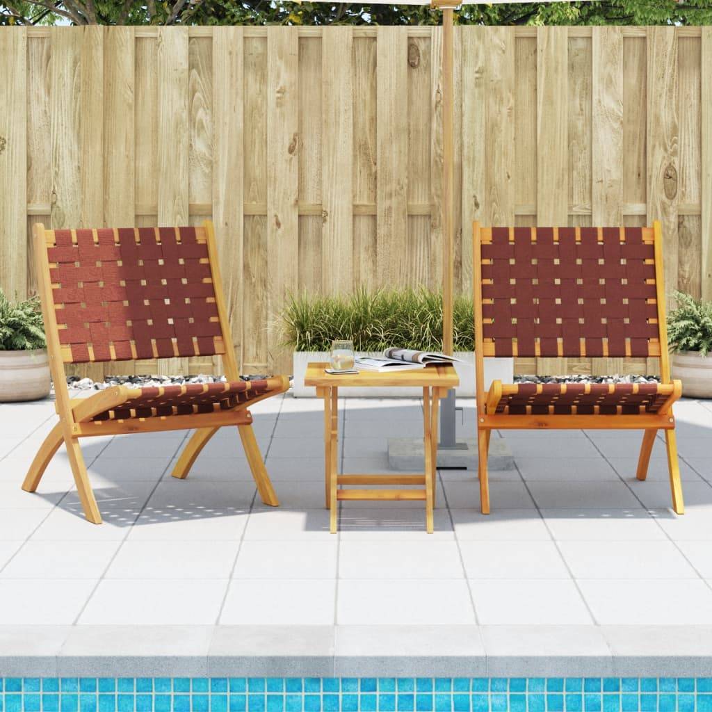 Chaises pliables de jardin et table rouge en bois massif 55 x 73 x 79 cm - PANGIVO - Image 1