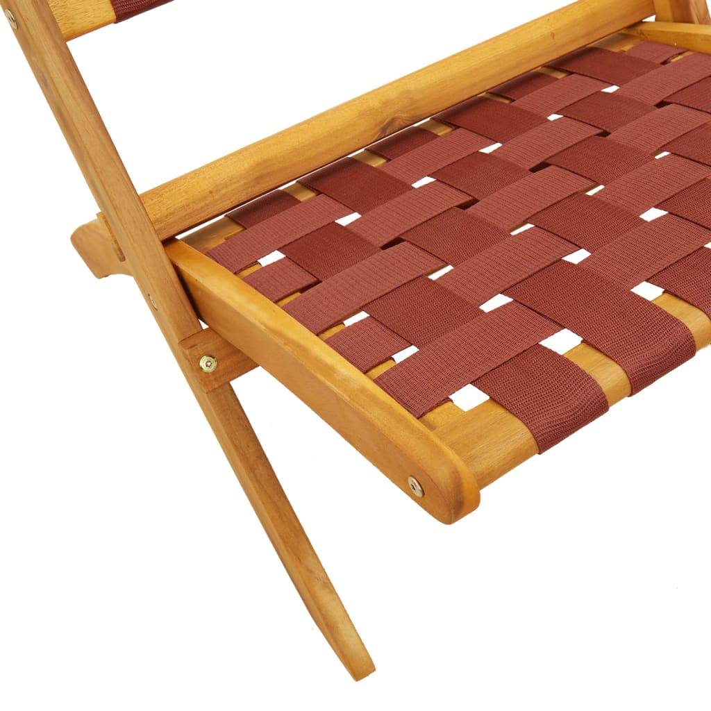 Chaises pliables de jardin et table rouge en bois massif 55 x 73 x 79 cm - PANGIVO - Image 5