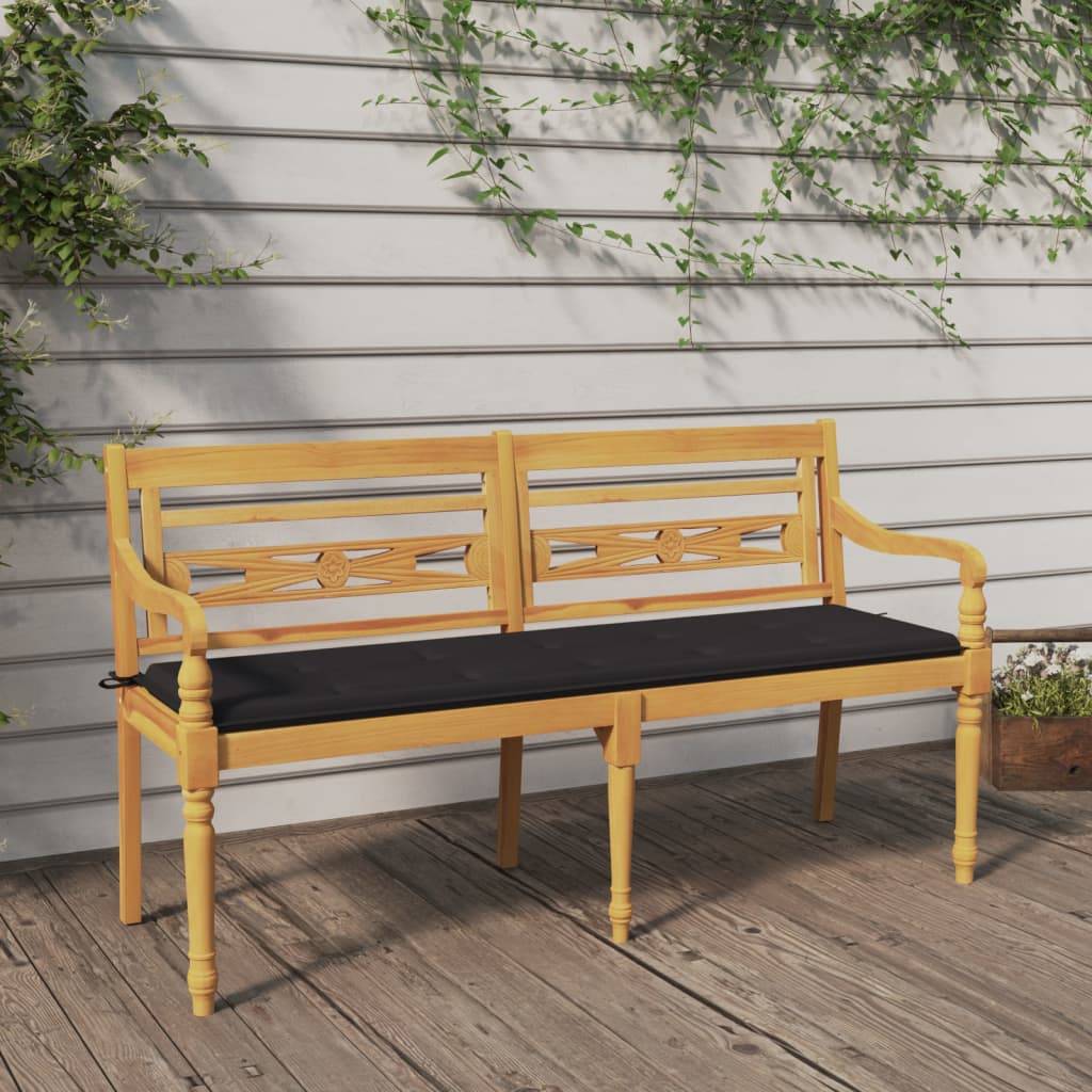 ComfortXL - Banc de Jardin Batavia Teck Massif avec Coussin Imperméable pour Terrasse 150 cm Anthracite – ComfortXL Outdoor Living - Image 1