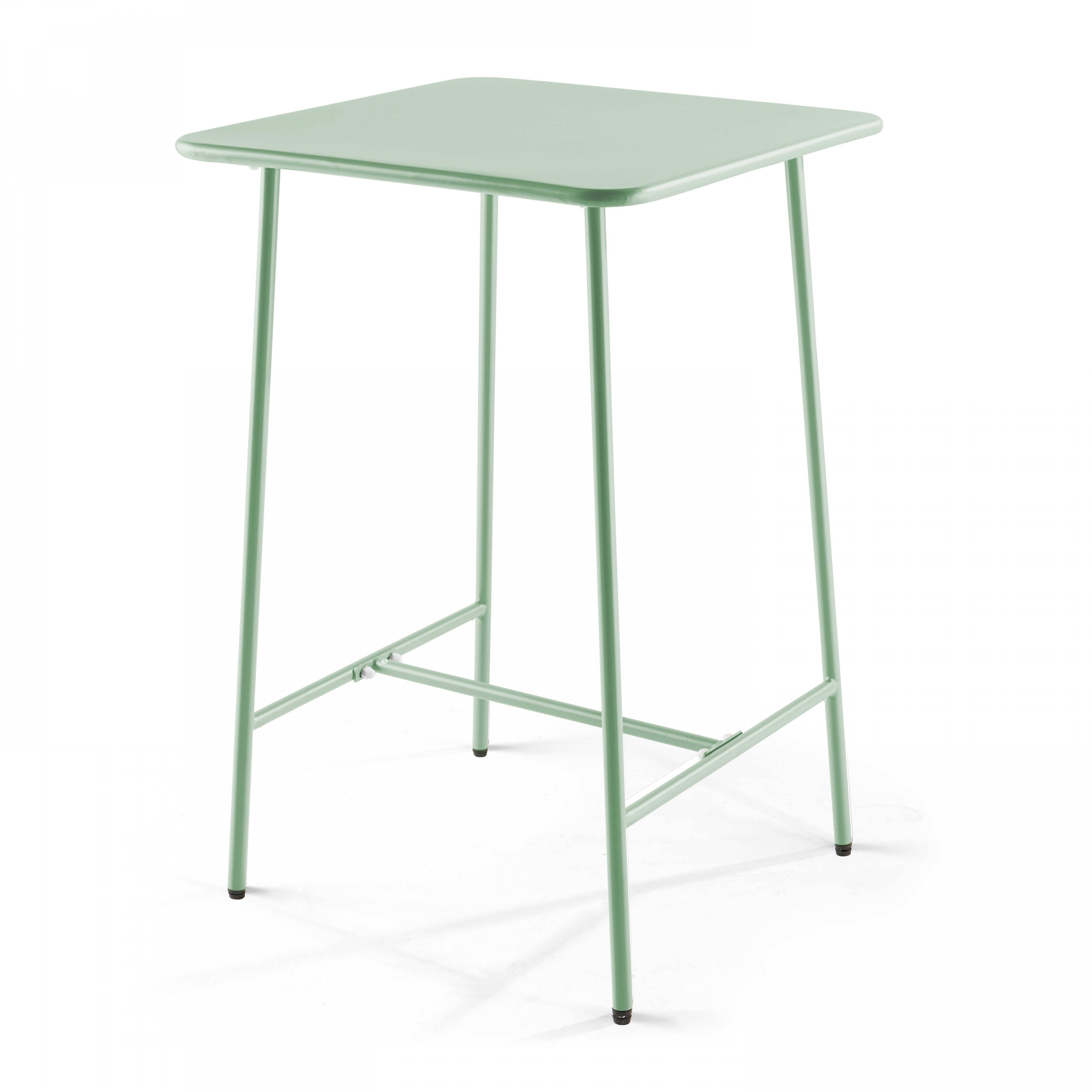 Oviala - Ensemble table de bar et 4 chaises hautes en métal vert sauge Palavas - Oviala - Imagen 6
