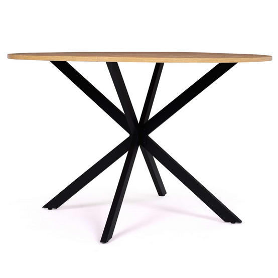 Table à manger ronde ALIX 6 personnes pied araignée bois et noir 110 cm - Image 3