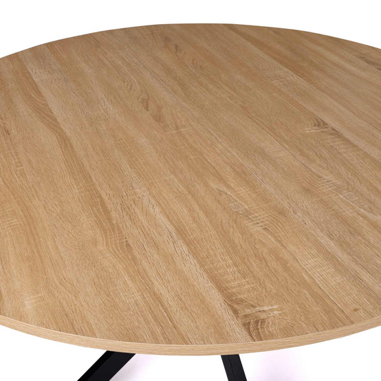 Table à manger ronde ALIX 6 personnes pied araignée bois et noir 110 cm - Image 5