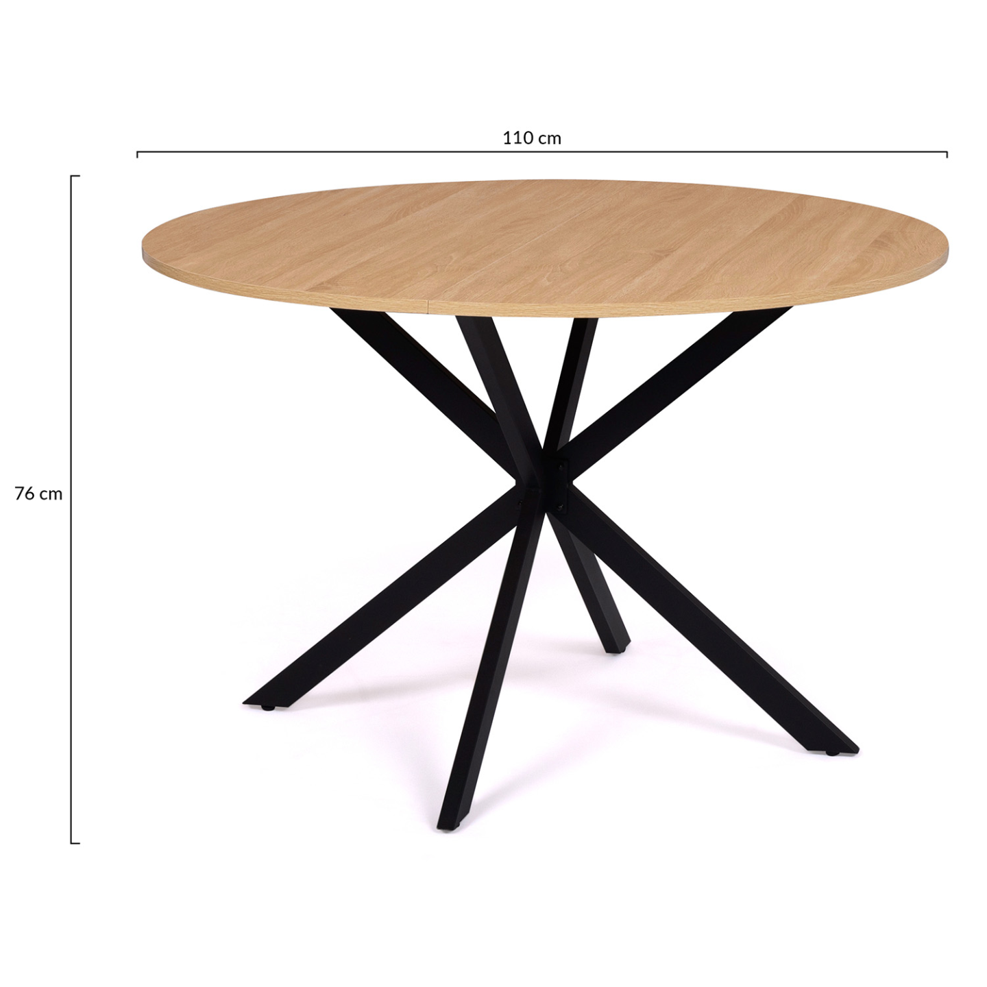 Table à manger ronde ALIX 6 personnes pied araignée bois et noir 110 cm - Image 4
