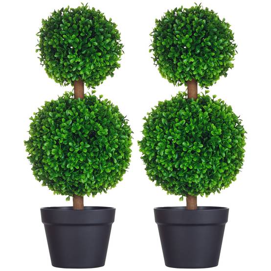 Buis artificiels sur pied plastique pour entrée magasin jardin sans soin 60cm vert - ComfortXL Outdoor Living - Image 1