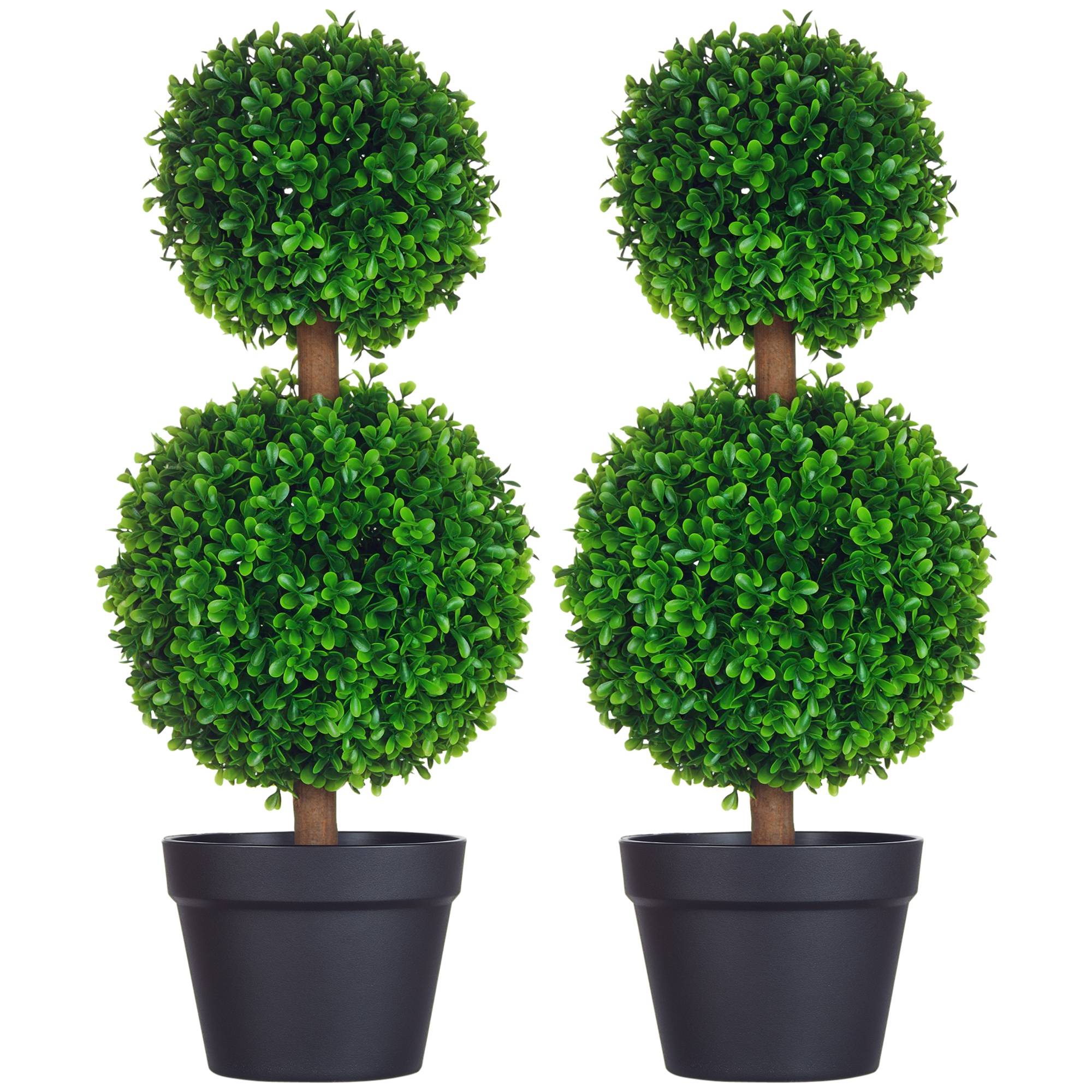 Buis artificiels sur pied plastique pour entrée magasin jardin sans soin 60cm vert - ComfortXL Outdoor Living - Image 1