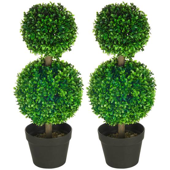 Buis artificiels sur pied plastique pour entrée magasin jardin sans soin 60cm vert - ComfortXL Outdoor Living - Image 2