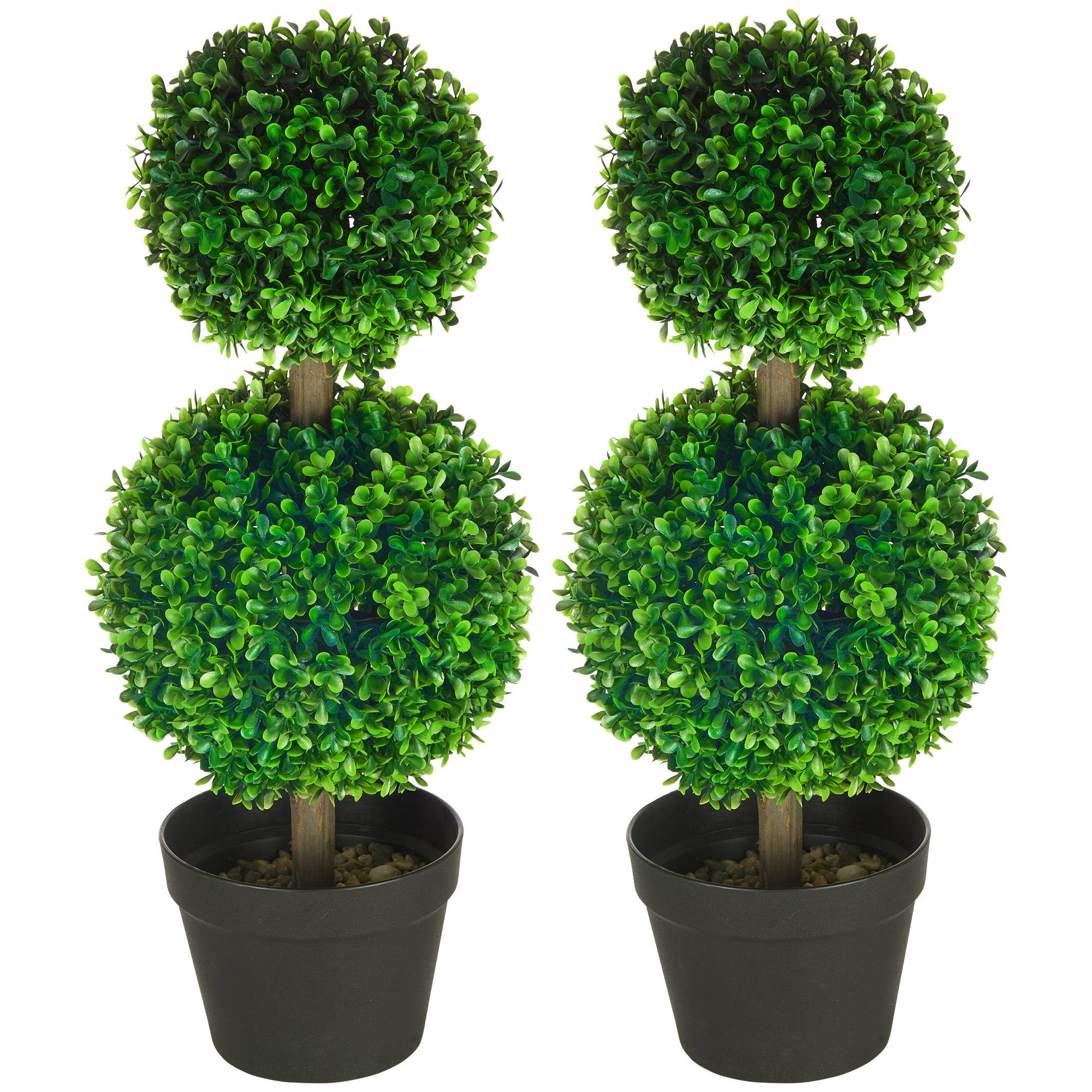 Buis artificiels sur pied plastique pour entrée magasin jardin sans soin 60cm vert - ComfortXL Outdoor Living - Image 2