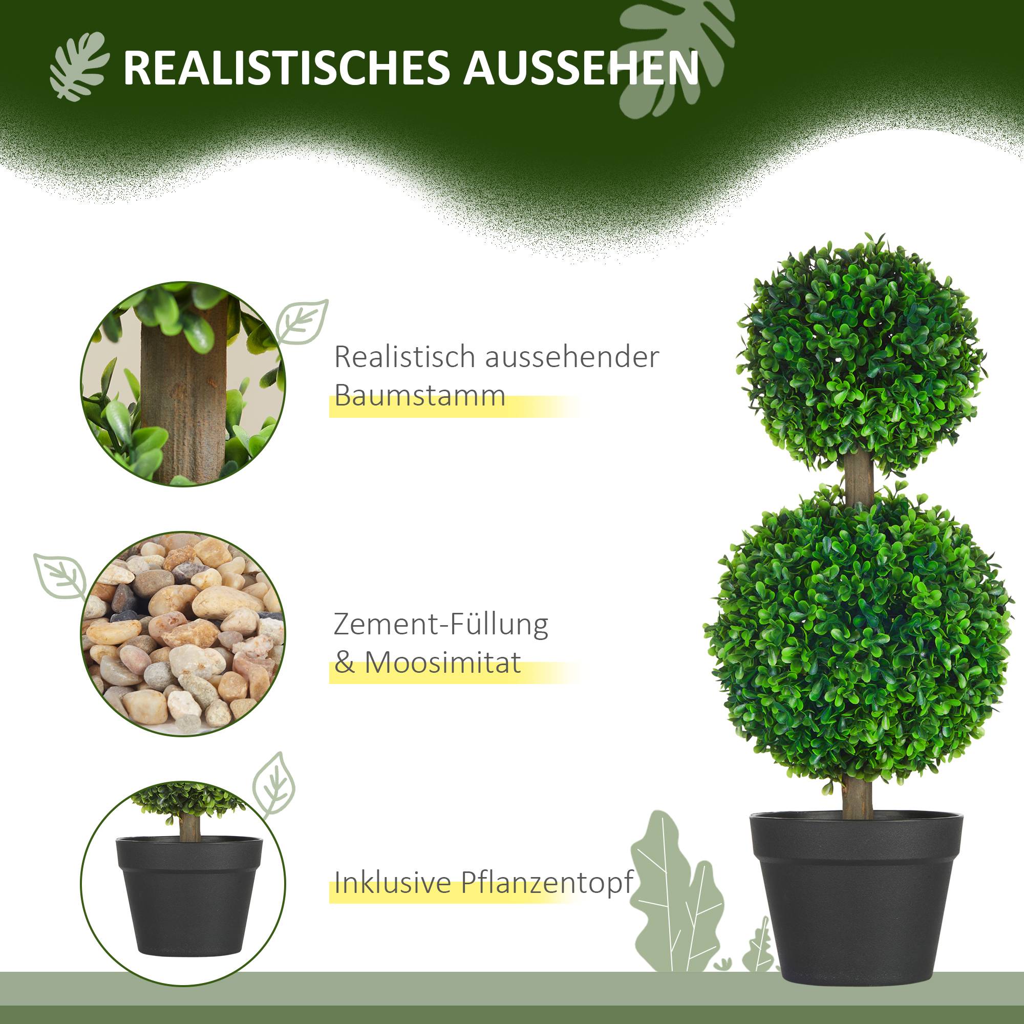 Buis artificiels sur pied plastique pour entrée magasin jardin sans soin 60cm vert - ComfortXL Outdoor Living - Image 6