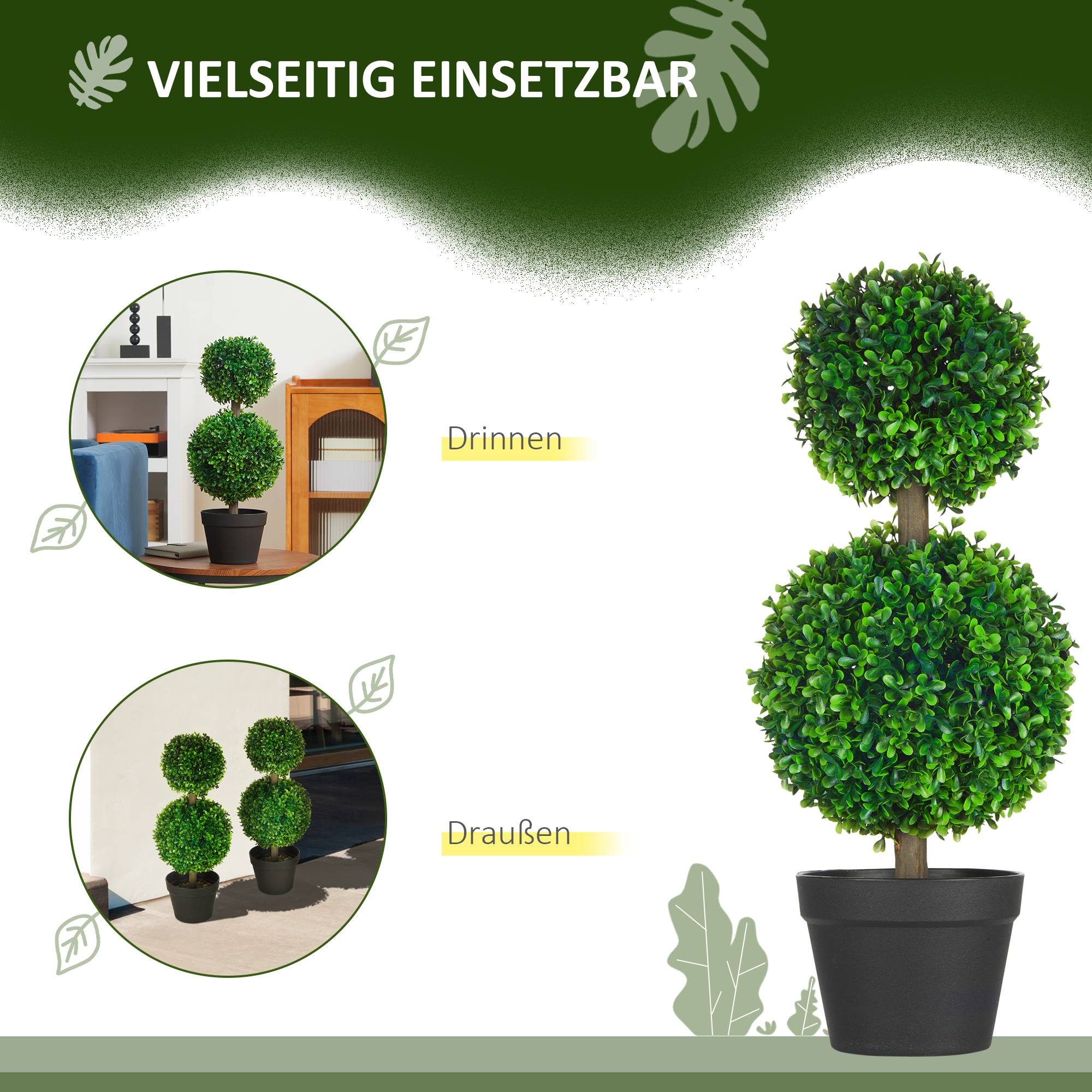 Buis artificiels sur pied plastique pour entrée magasin jardin sans soin 60cm vert - ComfortXL Outdoor Living - Image 7