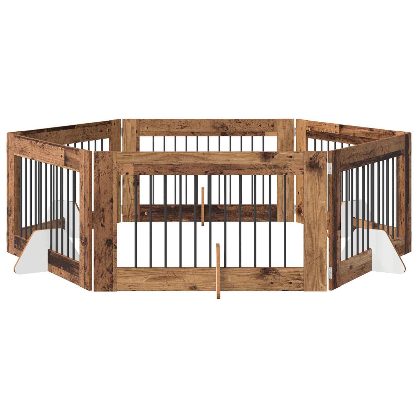 Barrière pour chien bois d'ingénierie bois ancien 602 x 34 x 60 cm - PANGIVO - Image 2
