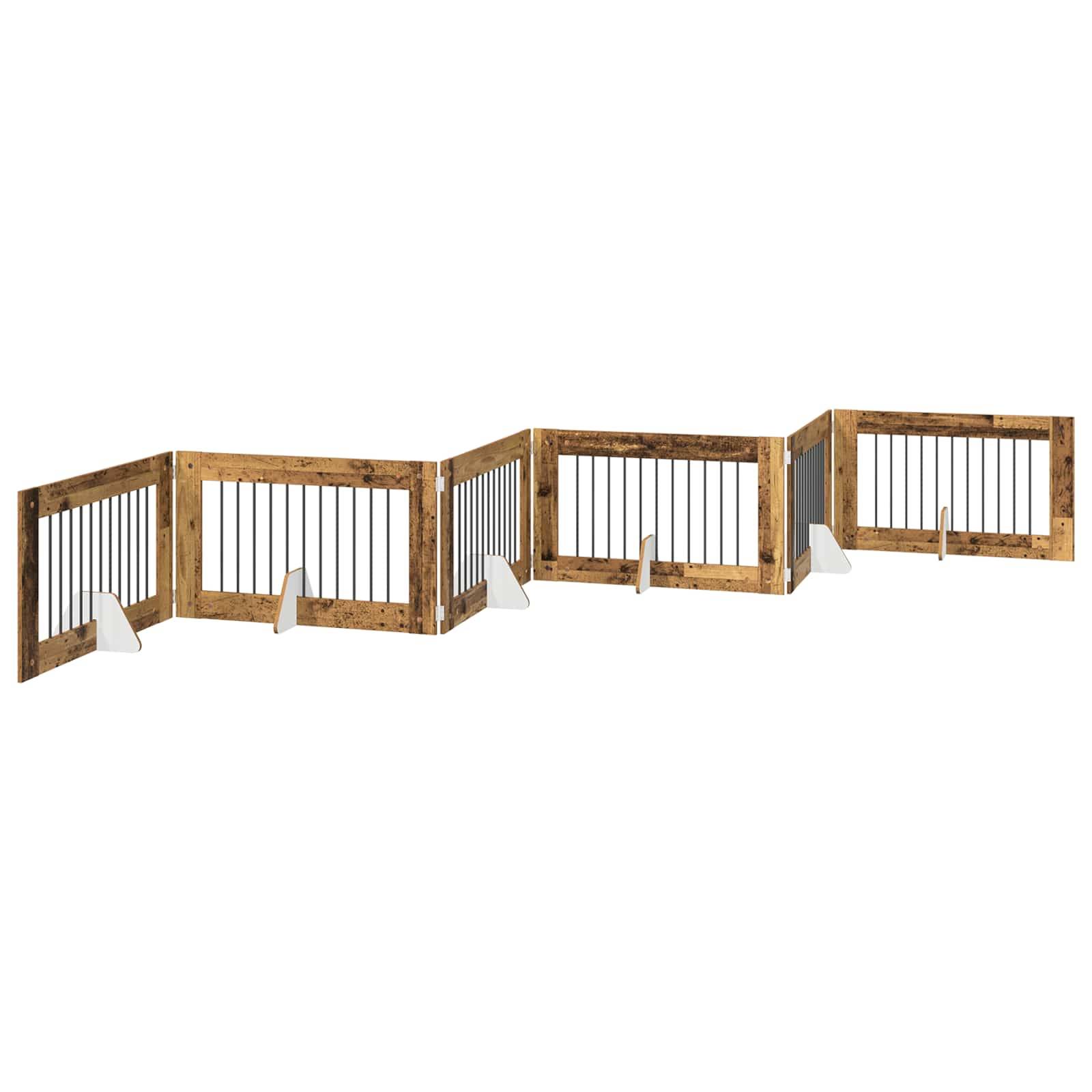 Barrière pour chien bois d'ingénierie bois ancien 602 x 34 x 60 cm - PANGIVO - Image 4