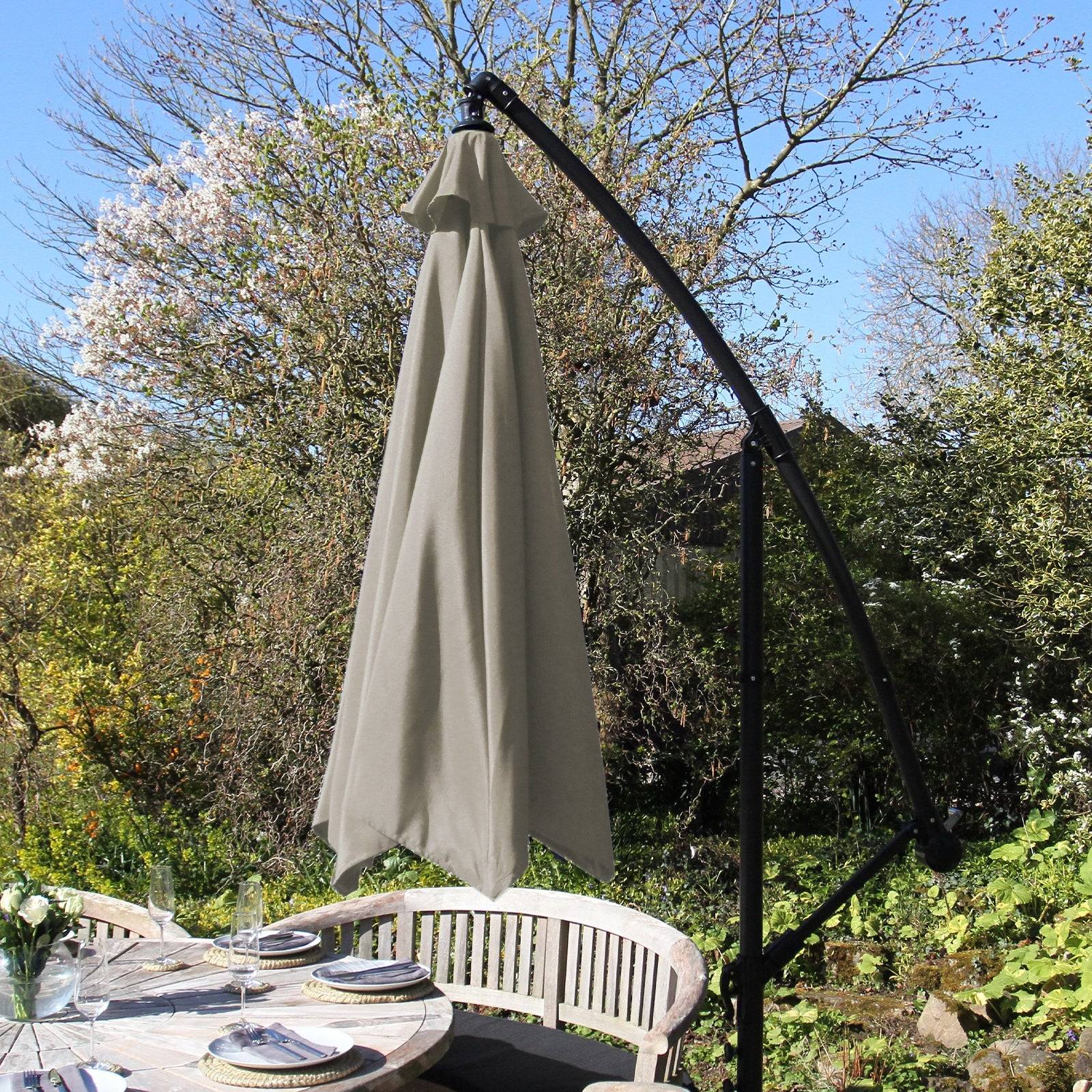 Monstershop - Parasol Cantilever Beige & Base Ronde - Imagen 5
