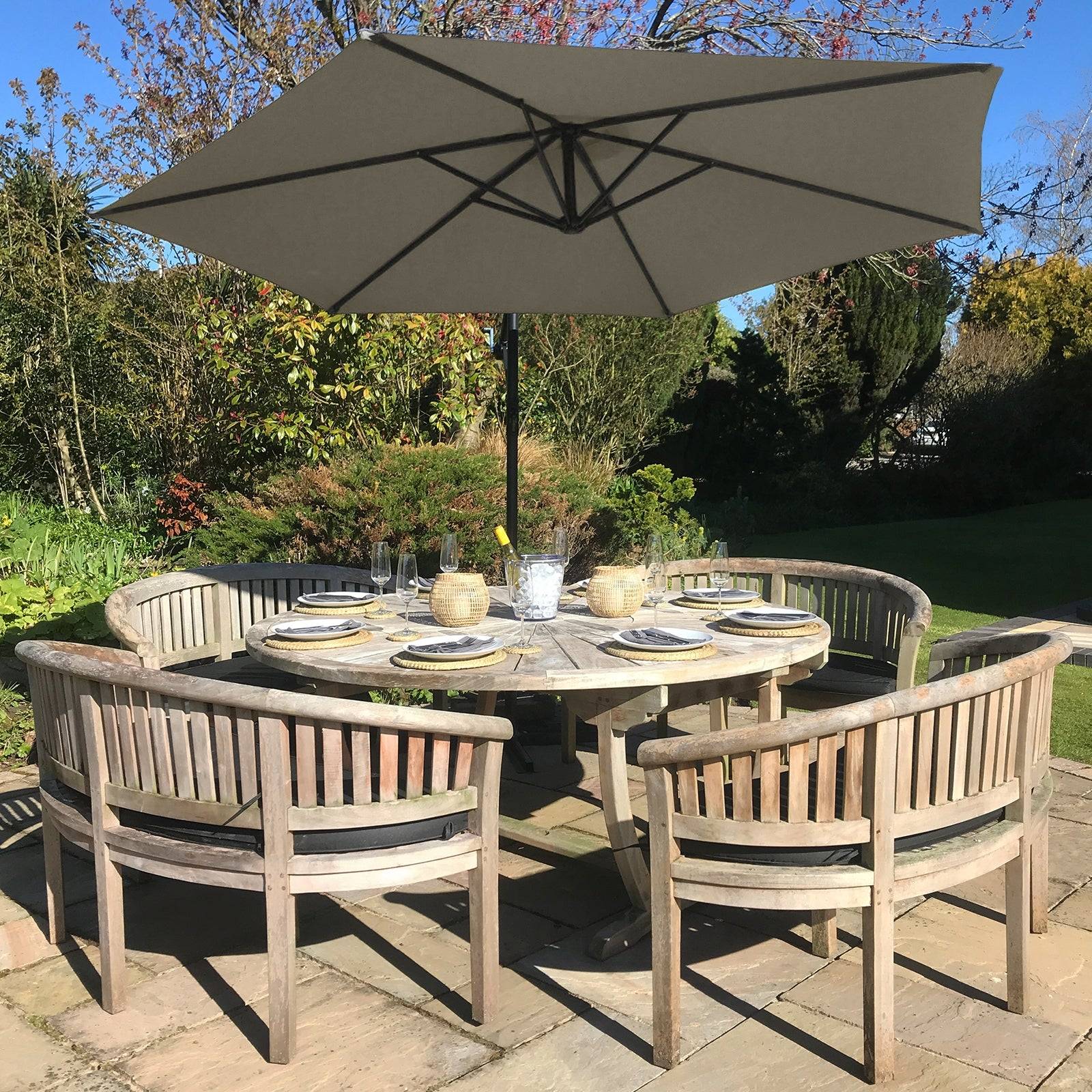 Monstershop - Parasol Cantilever Beige & Base Ronde - Imagen 4
