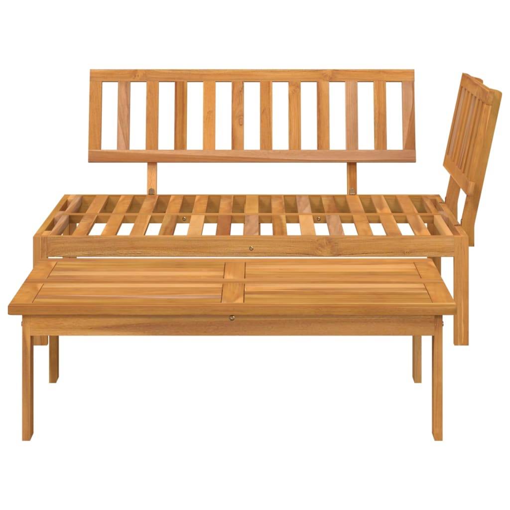 Salon de Jardin Palette 2 Pièces Bois d'Acacia Massif avec Canapé d'Angle et Table Basse Brun – ComfortXL Outdoor Living - Image 3