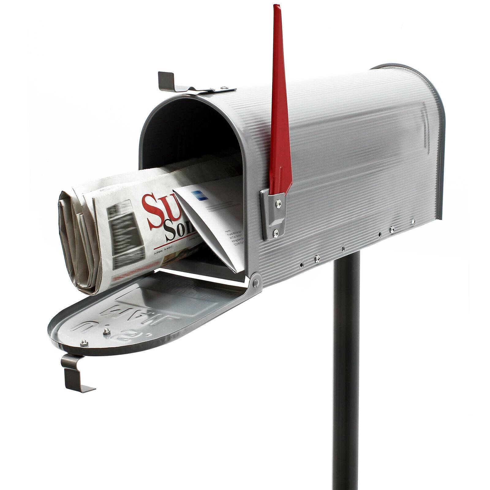 Helloshop26 - Us mailbox boite aux lettres design américain argenté pied de support courrier - Imagen 1