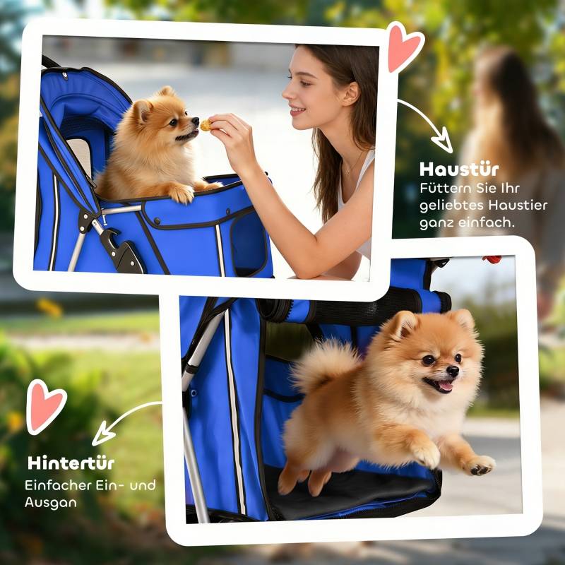 Poussette chien chat Oxford pliable promenade housse pluie 77x44x102cm Bleu - ComfortXL Outdoor Living - Image 7