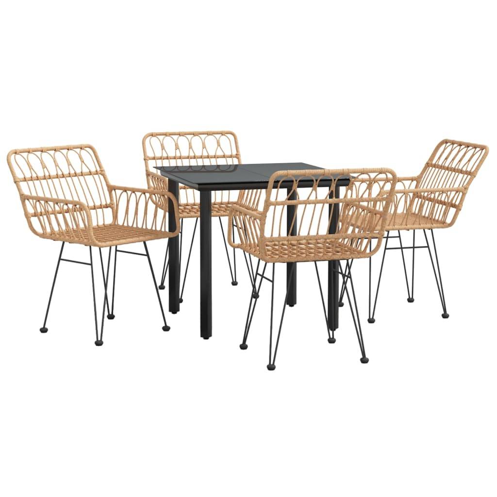 Salon de Jardin 4 Personnes Résine Tressée Table Carrée 80cm Verre Brun – ComfortXL Outdoor Living - Image 3
