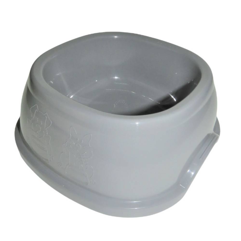 Ecuelle carrée 1 litre, gris en plastique, pour chien - Imagen 1