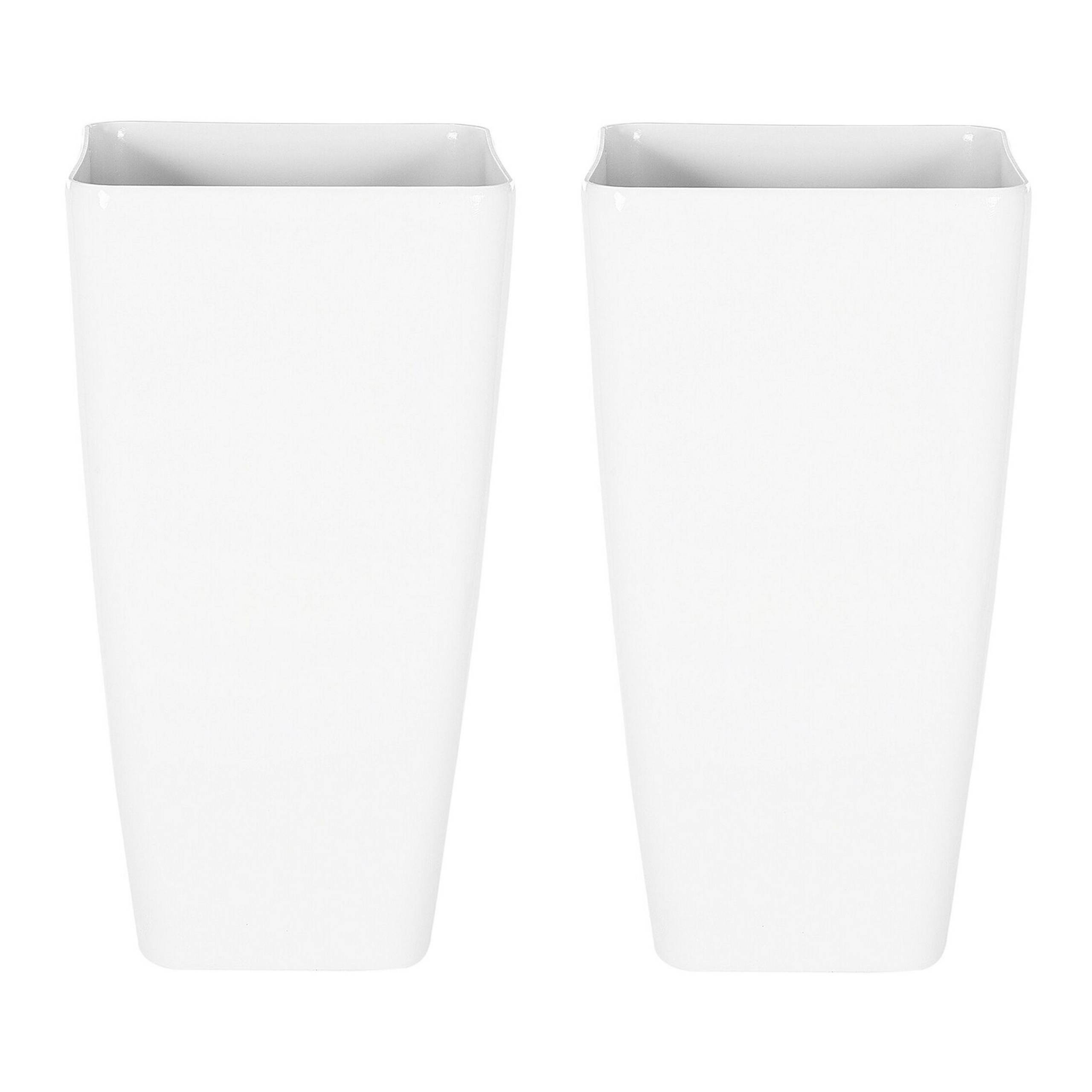 Beliani - Lot de 2 Hauts Pots de Fleurs 30 x 30 x 57 cm Blancs en Mélange de Pierres Fibres de Verre et Résine au Design Moderne pour Extérieur - Imagen 1
