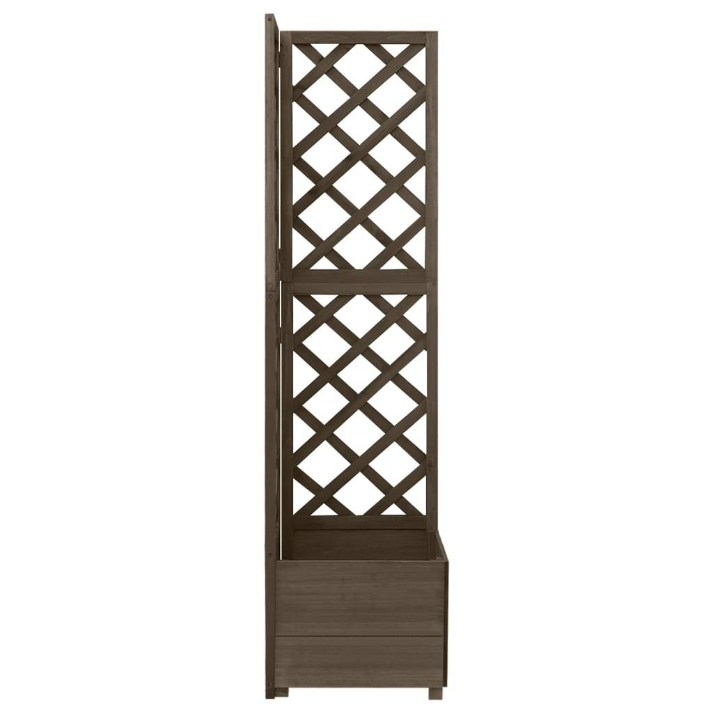 Helloshop26 - Jardinière d'angle en treillis 40 x 40 x 150 cm bois de sapin gris - Imagen 2