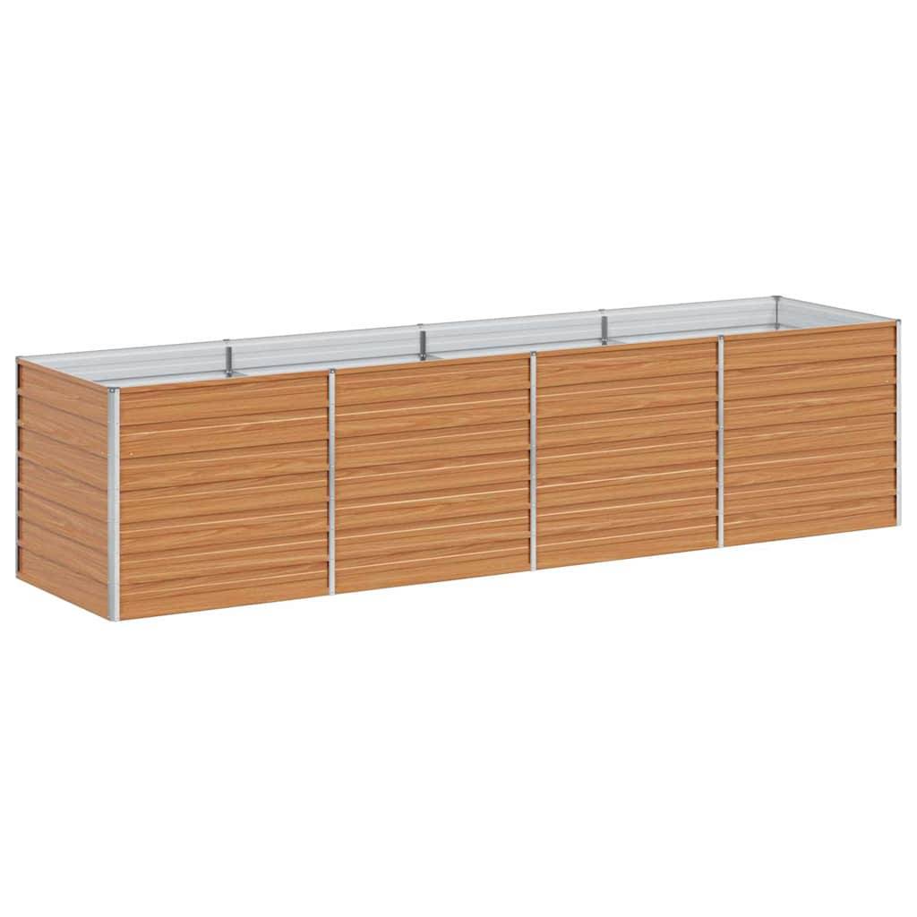 Helloshop26 - Jardinière surélevée design industriel chic extérieur 320 x 80 x 77 cm avec drainage facile en acier galvanisé marron clair - Image 1