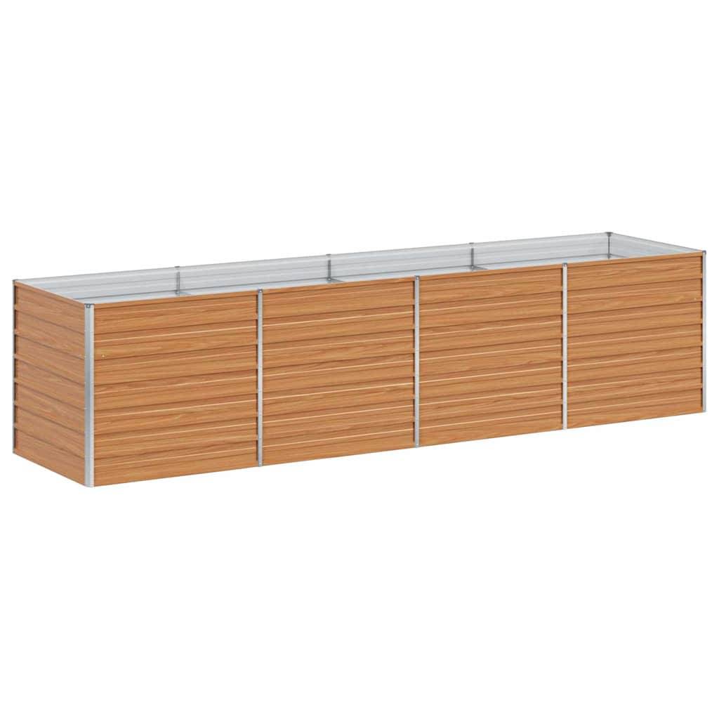 Helloshop26 - Jardinière surélevée design industriel chic extérieur 320 x 80 x 77 cm avec drainage facile en acier galvanisé marron clair - Image 4
