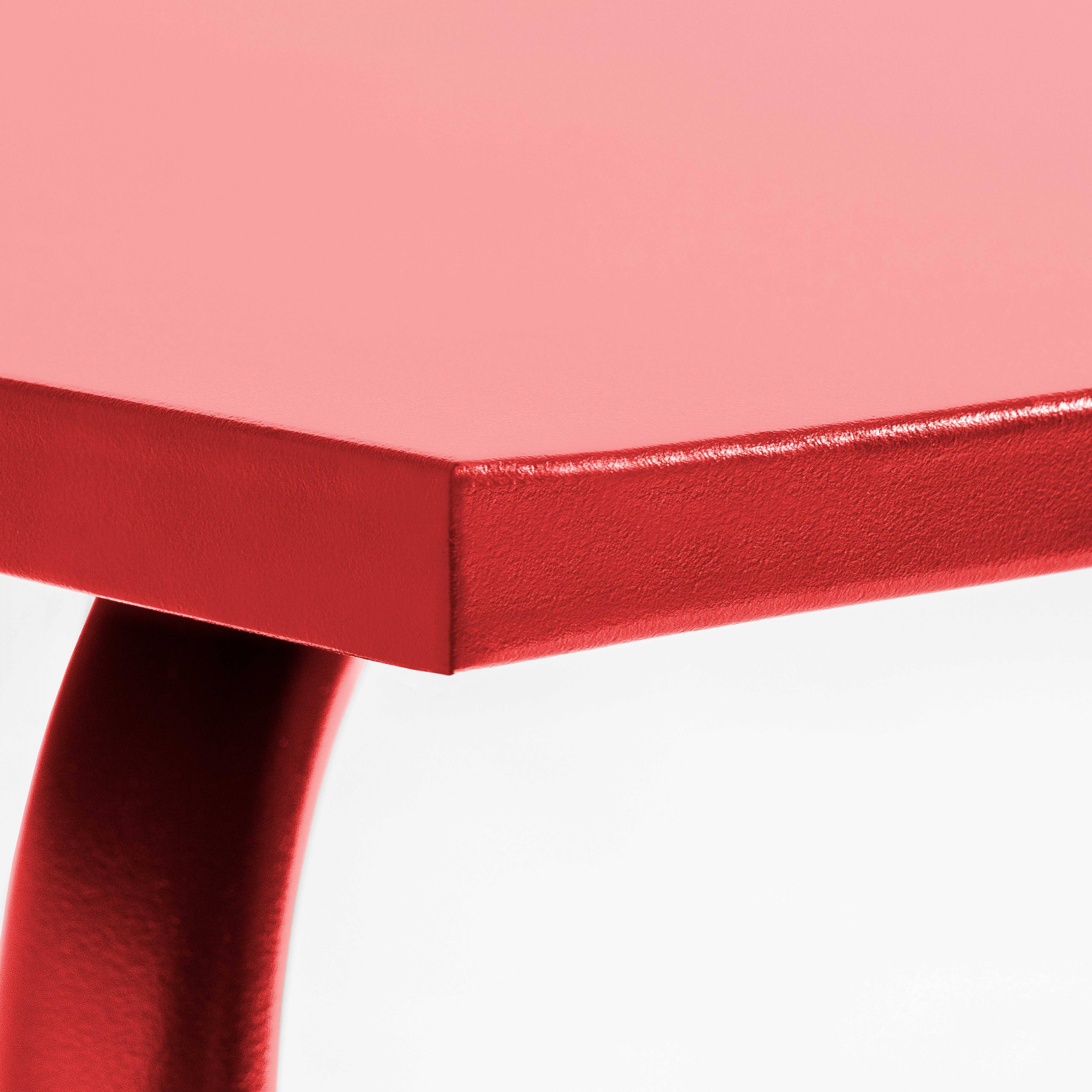 Oviala - Table de jardin carrée en métal 4 places 70 cm rouge Palavas - Oviala - Imagen 5