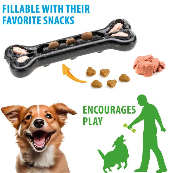 Ferplast - Ferplast Jouet Chien, Os Distributeur Croquettes Friandises pour Chien, en Matériau Durable à Mâcher, Arôme de Viande, Hygiène Dentaire, SMILE Os a - Imagen 3