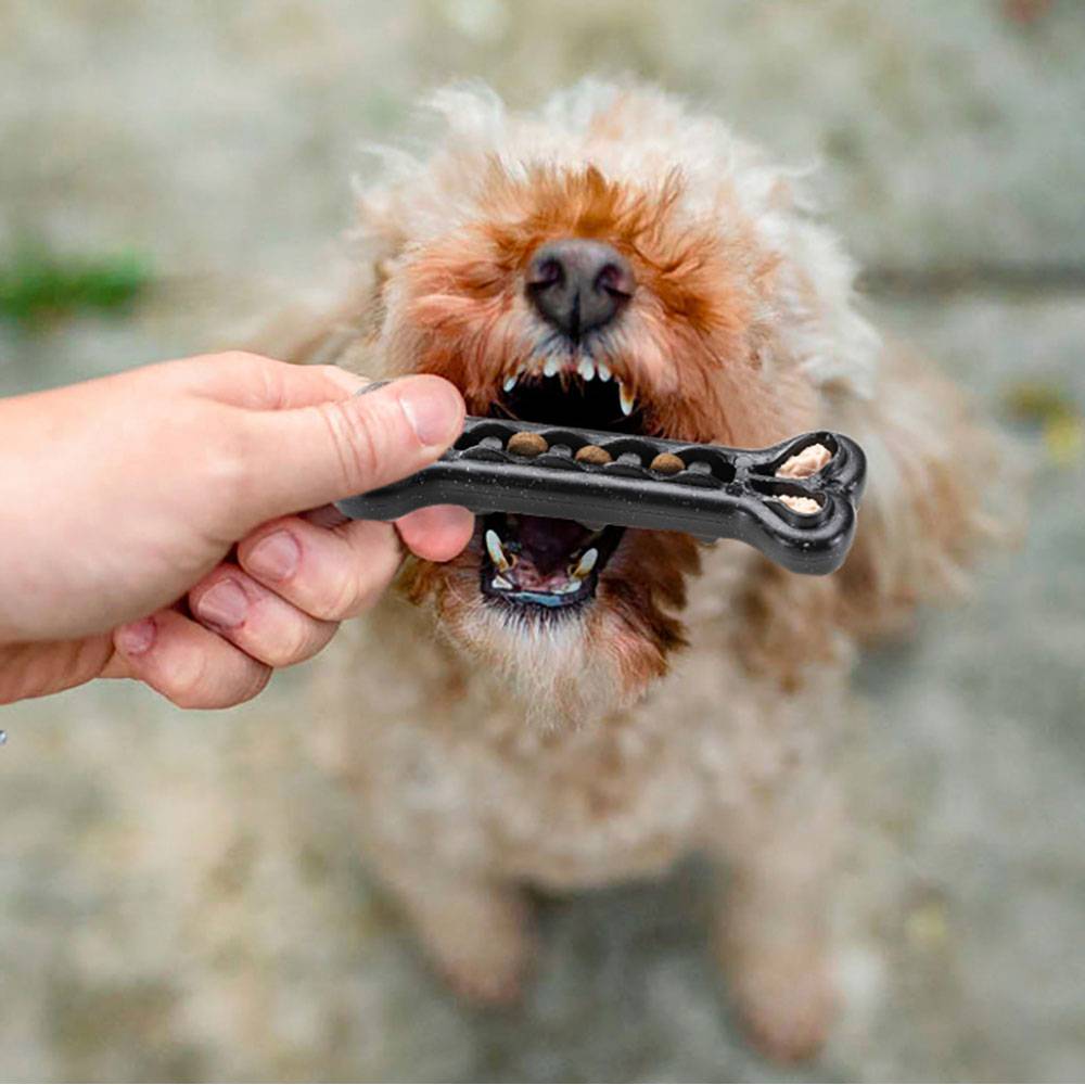 Ferplast - Ferplast Jouet Chien, Os Distributeur Croquettes Friandises pour Chien, en Matériau Durable à Mâcher, Arôme de Viande, Hygiène Dentaire, SMILE Os a - Imagen 5