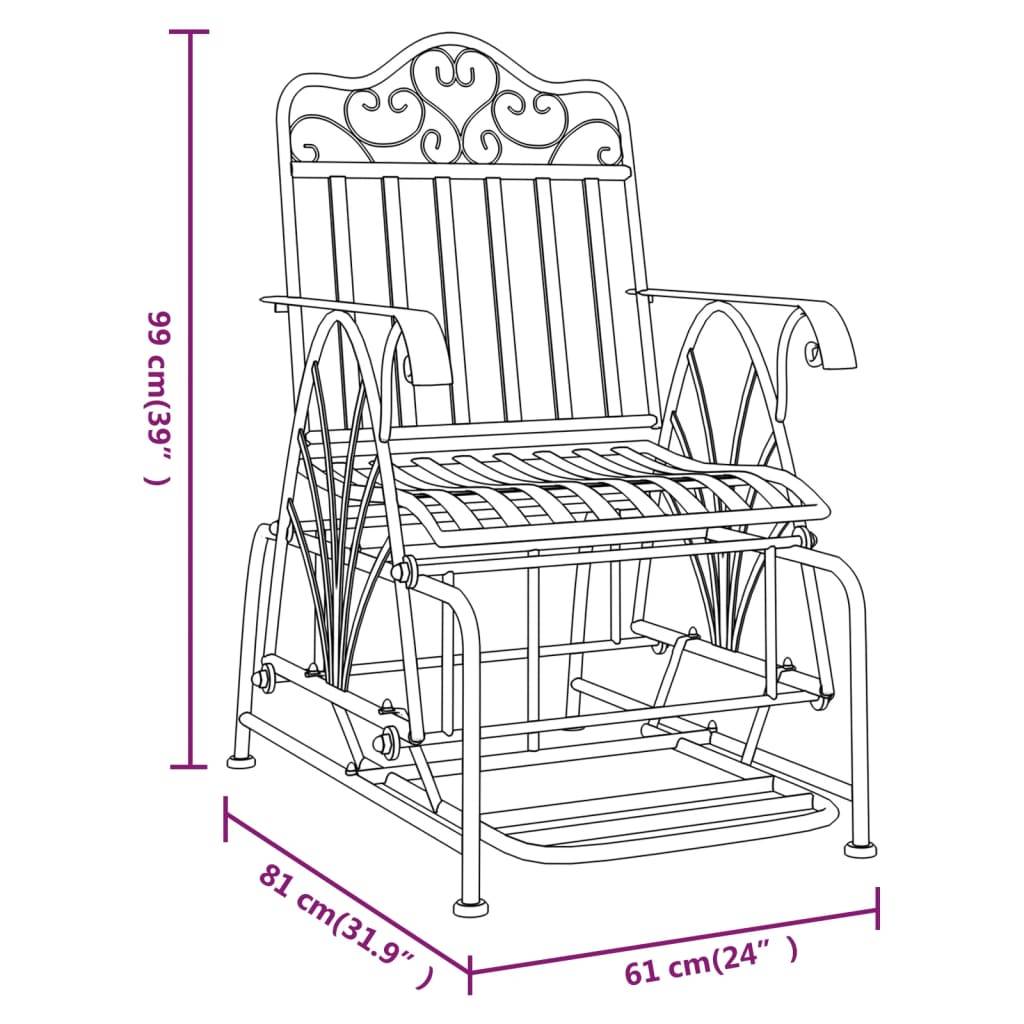 Banc de jardin | Banc coulissant 61 cm Noir Acier Maison Chic - Image 7
