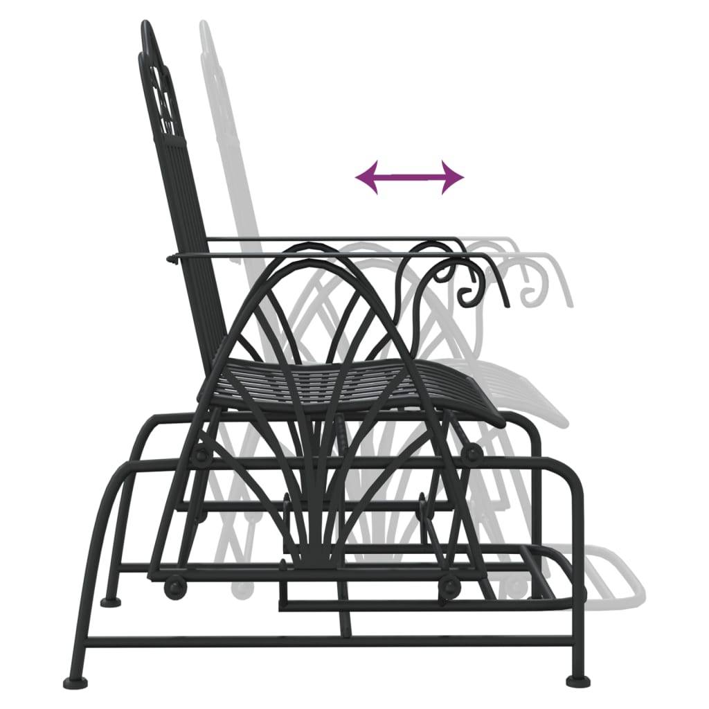 Banc de jardin | Banc coulissant 61 cm Noir Acier Maison Chic - Image 6