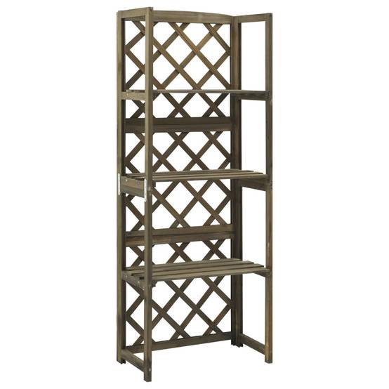 Treillis de Jardin avec Étagères Bois Sapin Massif Gris 55x140cm - ComfortXL Outdoor Living - Image 1