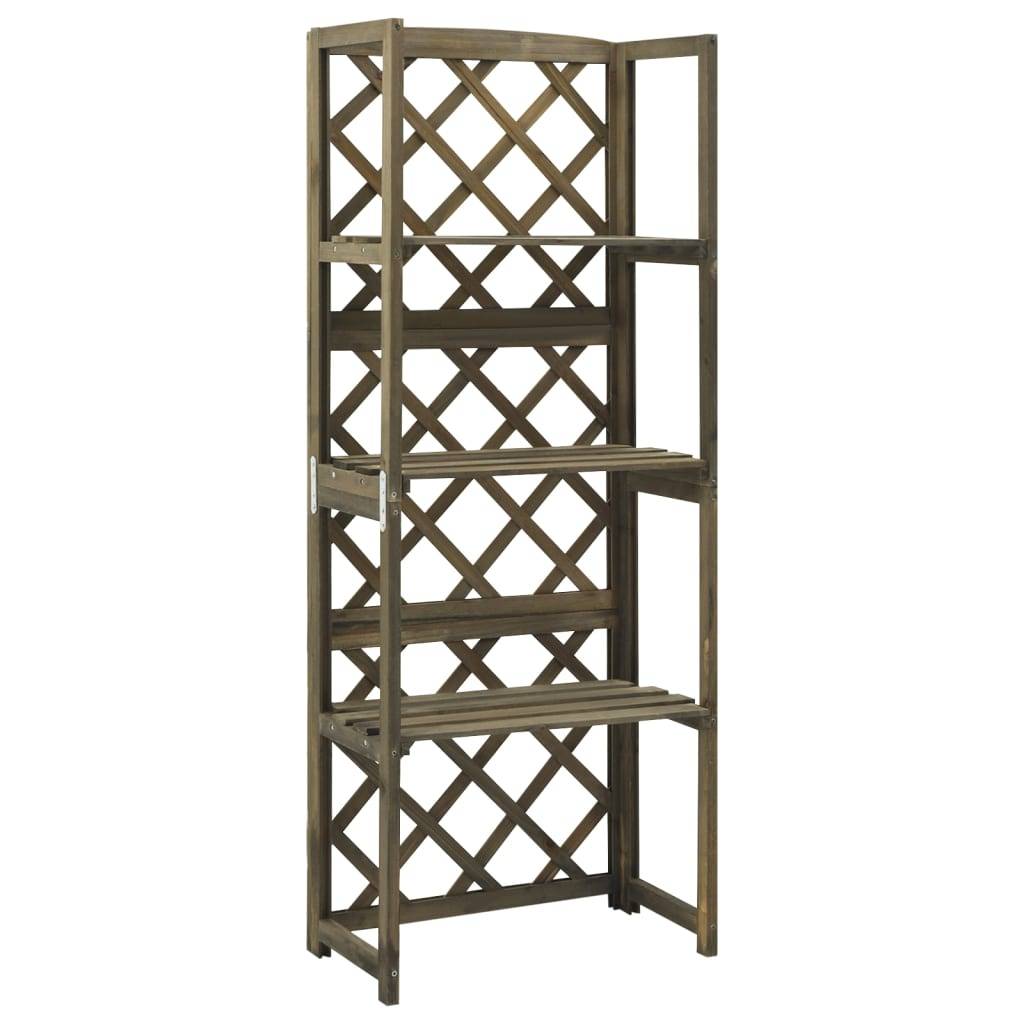 Treillis de Jardin avec Étagères Bois Sapin Massif Gris 55x140cm - ComfortXL Outdoor Living - Image 1
