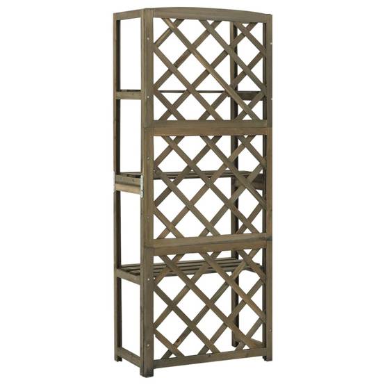 Treillis de Jardin avec Étagères Bois Sapin Massif Gris 55x140cm - ComfortXL Outdoor Living - Image 3