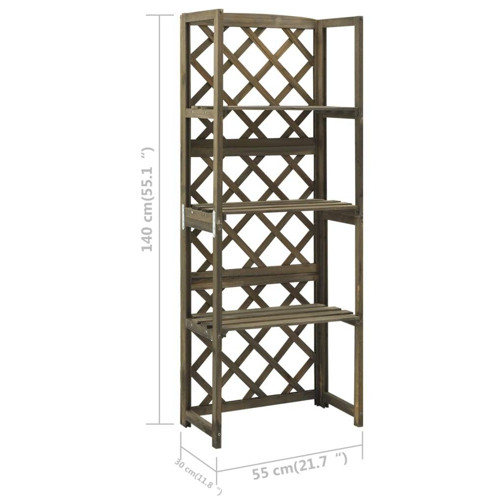 Treillis de Jardin avec Étagères Bois Sapin Massif Gris 55x140cm - ComfortXL Outdoor Living - Image 6