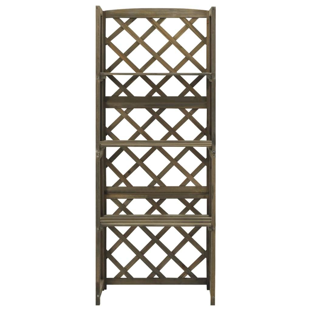 Treillis de Jardin avec Étagères Bois Sapin Massif Gris 55x140cm - ComfortXL Outdoor Living - Image 2