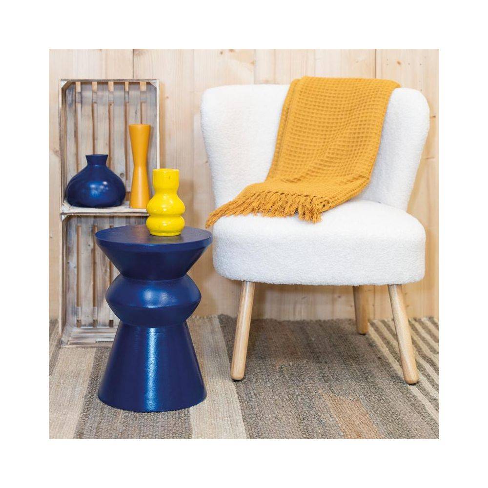 Aubry Gaspard - Tabouret en bois paulownia Pion Bleu - Image 2