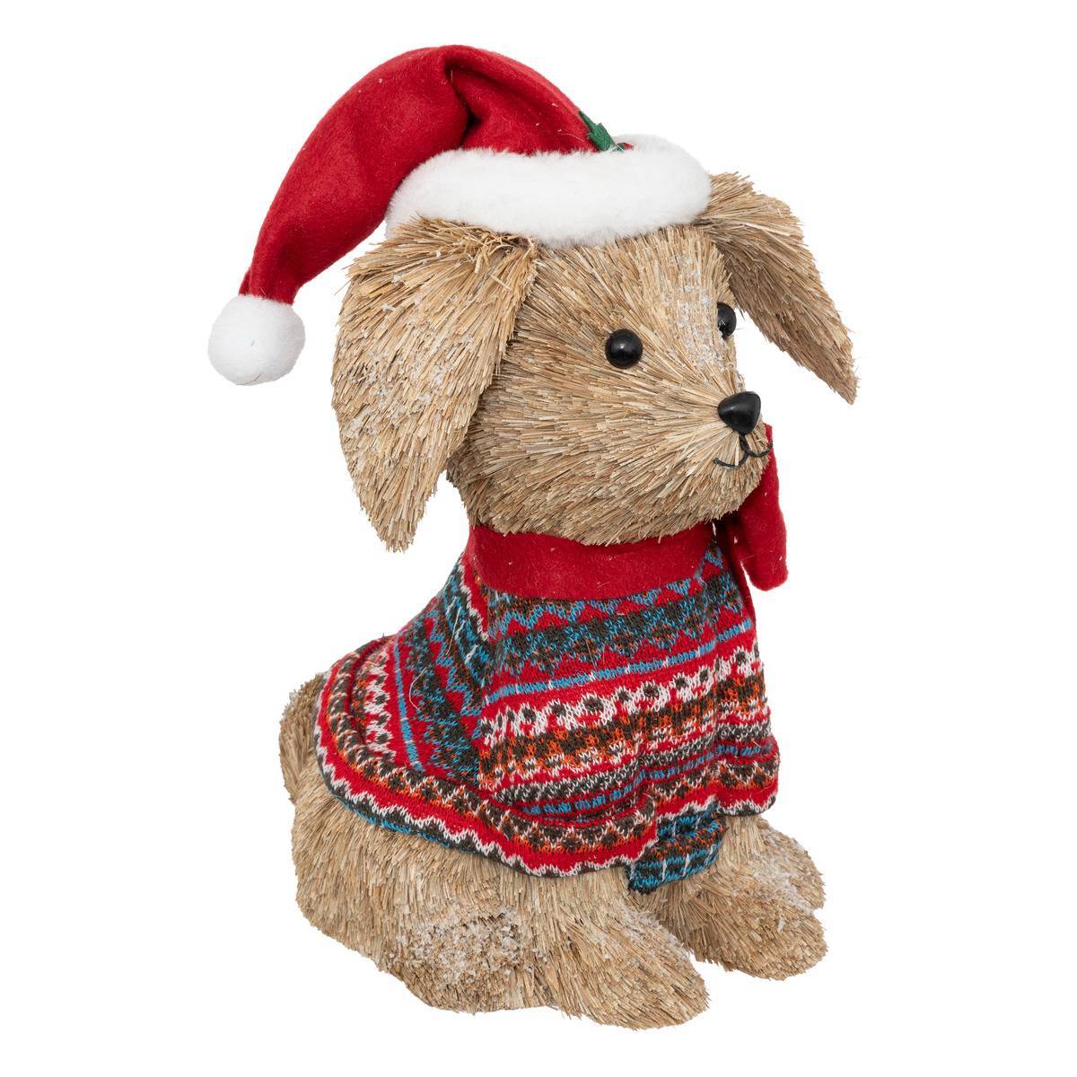 Fééric Lights & Christmas - Polyfoam chiot avec pull et bonnet 42cm - Feeric Lights & Christmas