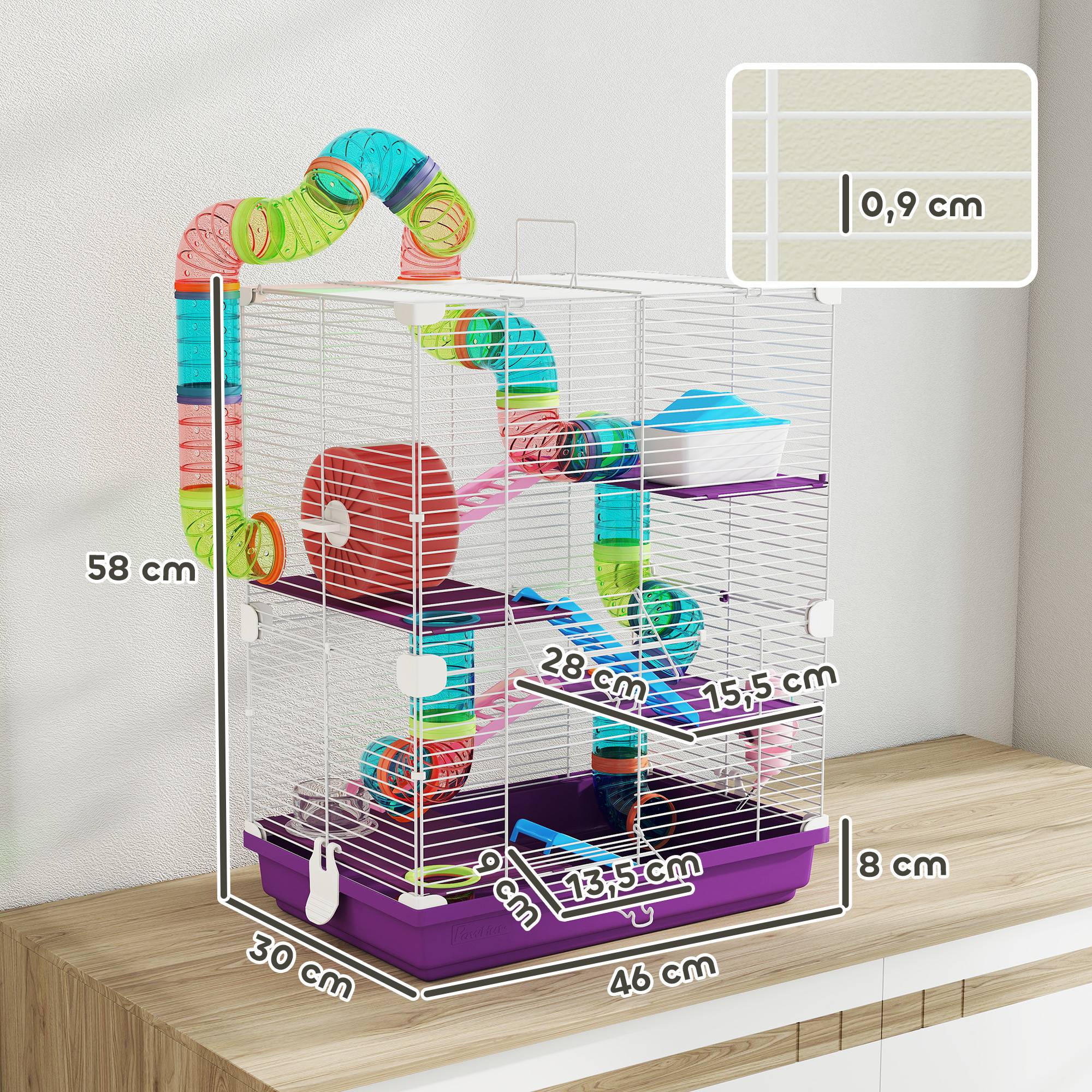Cage rongeur métal pour appartement avec tubes 46x58cm Violet - ComfortXL Outdoor Living - Image 5