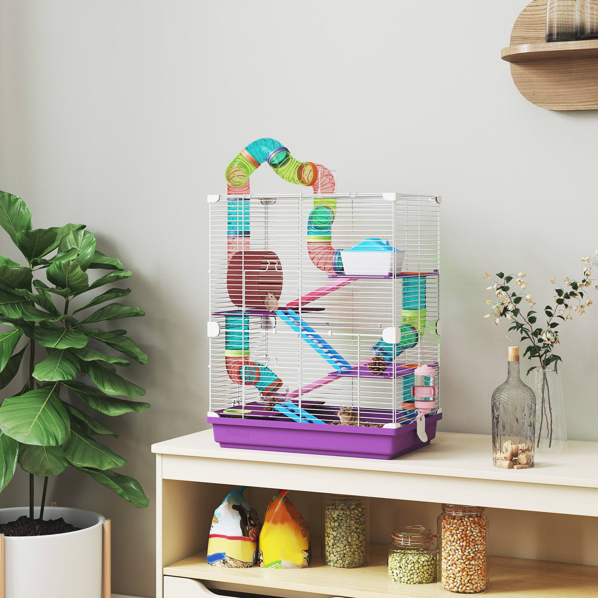 Cage rongeur métal pour appartement avec tubes 46x58cm Violet - ComfortXL Outdoor Living - Image 3