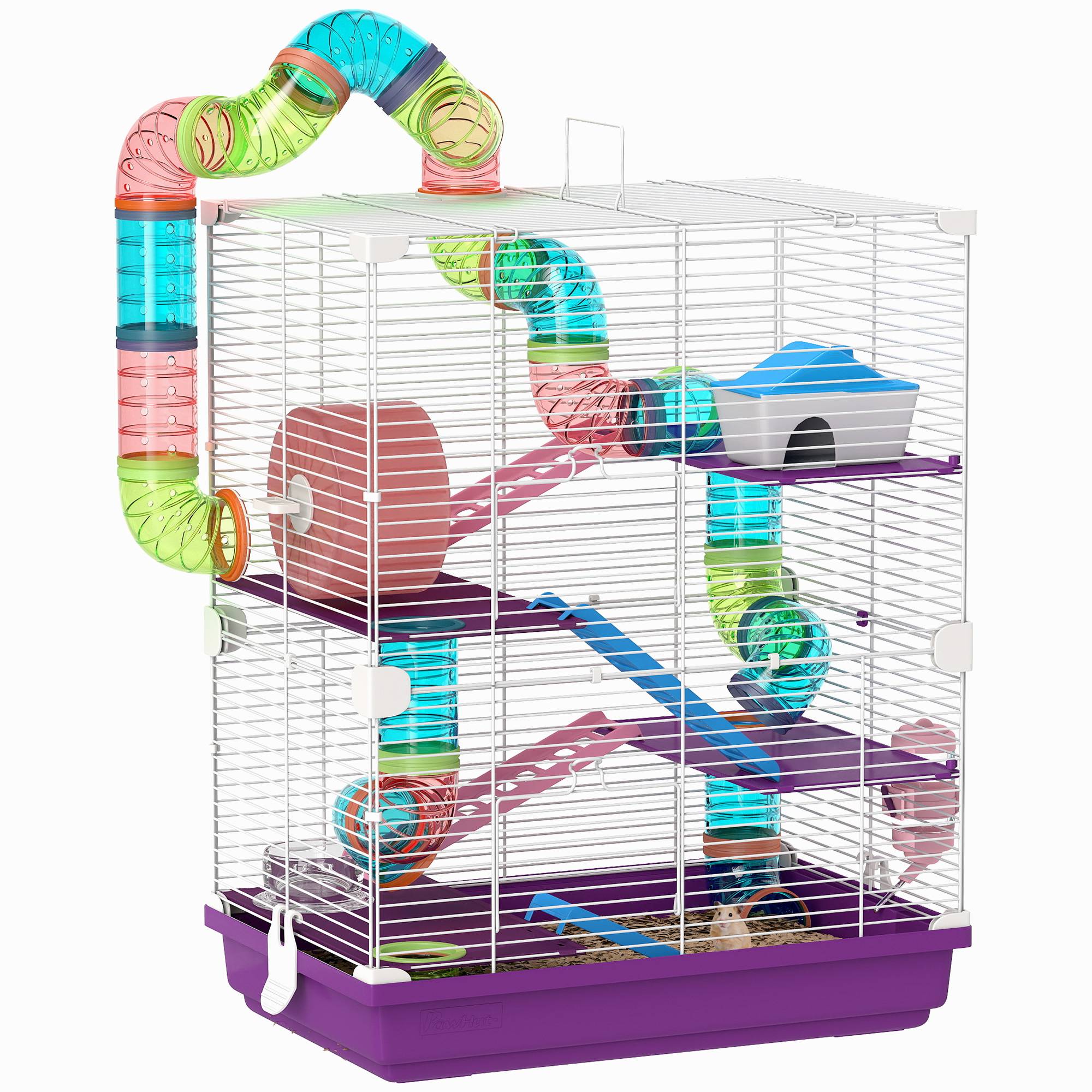 Cage rongeur métal pour appartement avec tubes 46x58cm Violet - ComfortXL Outdoor Living - Image 1